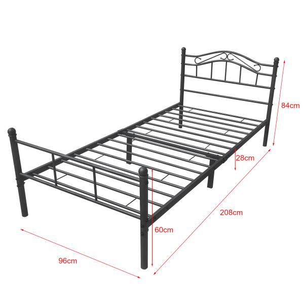 Metallbett Florenz 90x200 cm mit Kaltschaummatratze Schwarz