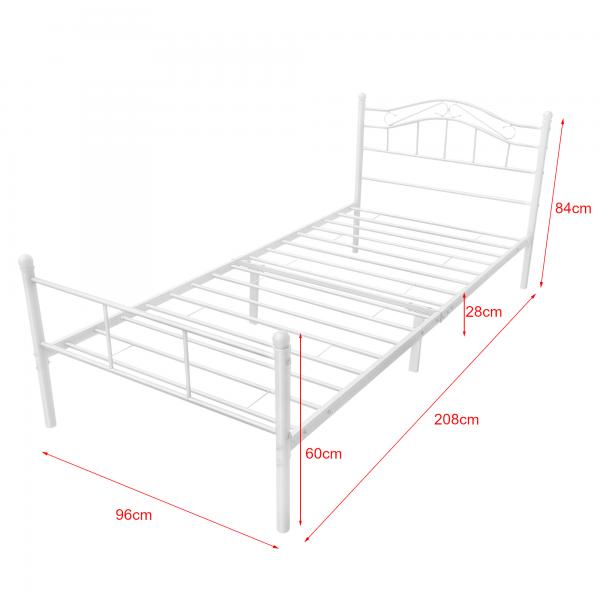 Metallbett Florenz 90x200 cm mit Kaltschaummatratze Weiss