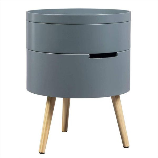 Table d'appoint avec espace de rangement en bois gris