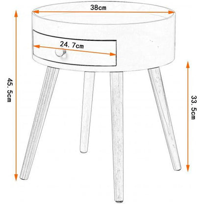 Nachttisch mit Schublade modern rund weiss