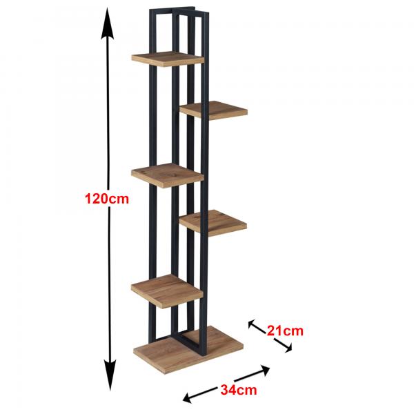 Pflanzregal Tohmajärvi Metall 120x34x21cm Schwarz / Walnussoptik