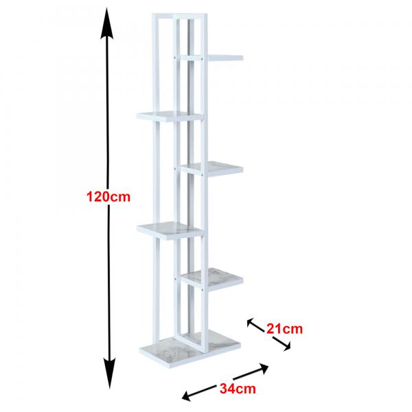 Pflanzregal Tohmajärvi Metall 120x34x21cm Weiss / Marmoroptik Weiss