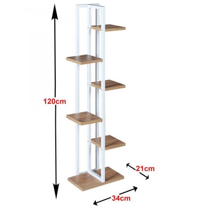 Pflanzregal Tohmajärvi Metall 120x34x21cm Weiss / Walnussoptik