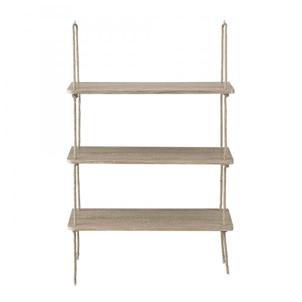 Etagère murale Arensburg 60 x 23,5 cm 3 volets avec suspension corde coloris bois