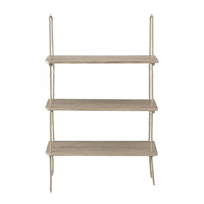 Etagère murale Arensburg 60 x 23,5 cm 3 volets avec suspension corde coloris bois