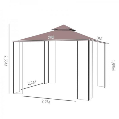 Pavillon Gartenpavillon Partyzelt Gartenzelt Festzelt Doppeldach 3x3m