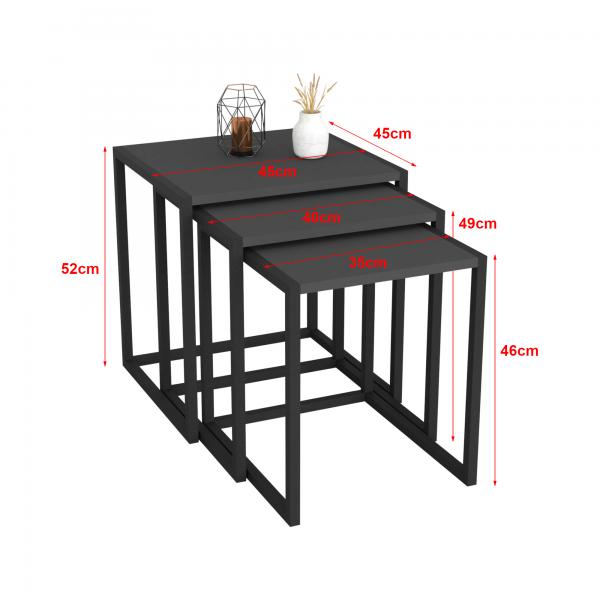 Set de 3 tables gigognes Sunnfjord anthracite