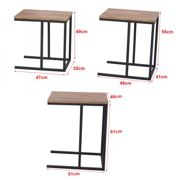 Tables gigognes Augustenborg en lot de 3 aspect noir/noyer