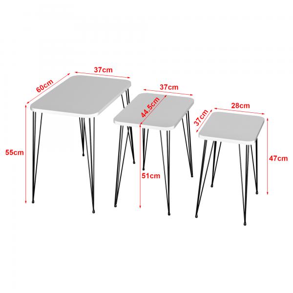 Table gigogne Rudkøbing lot de 3 blanc