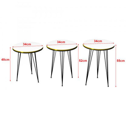 Table gigogne Ry lot de 3 blanc/noir