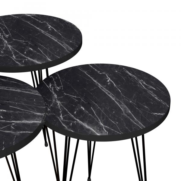 Set de 3 tables gigognes Ry aspect marbre noir