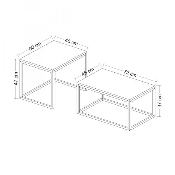 Table gigogne Aabenraa en lot de 2 chêne / noir