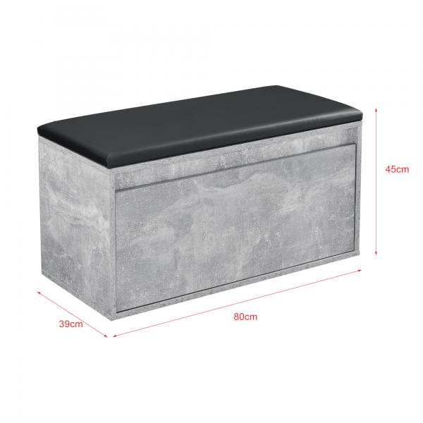 Banc Degefors 80x39x45 cm avec tiroir aspect béton et noir