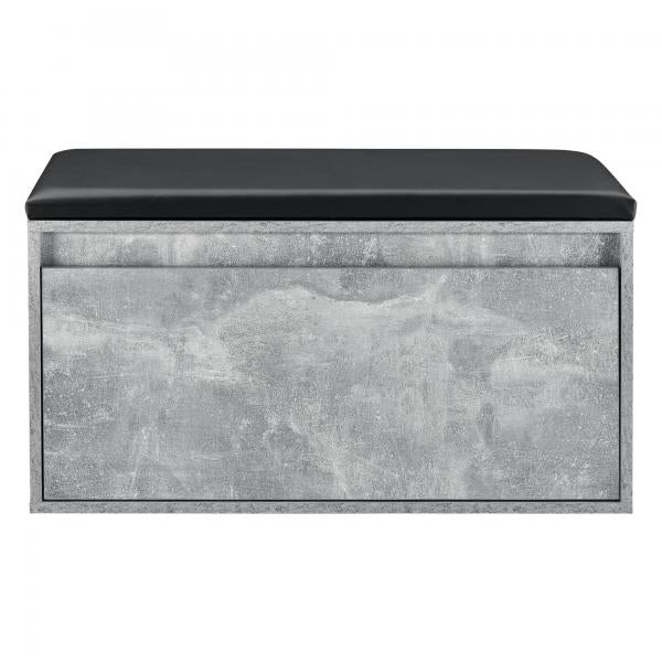 Banc Degefors 80x39x45 cm avec tiroir aspect béton et noir