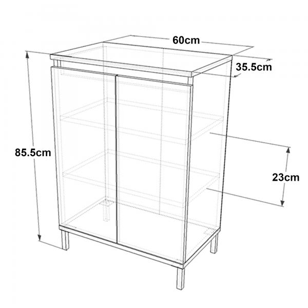 Schuhschrank Lieksa mit 3 Ablagen 85,5 x 60 x 35,5 cm Eiche grau