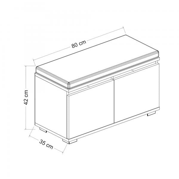 Schuhbank Brande mit 4 Ablagefächer 42 x 80 x 35 cm Eiche / Schwarz