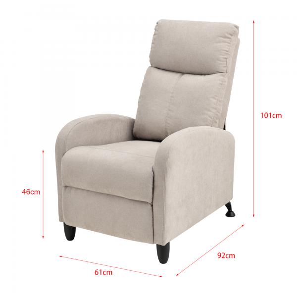 Fauteuil rembourré Bregenz 102x60x92 cm avec dossier réglable en textile marron