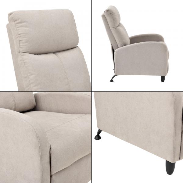 Fauteuil rembourré Bregenz 102x60x92 cm avec dossier réglable en textile marron