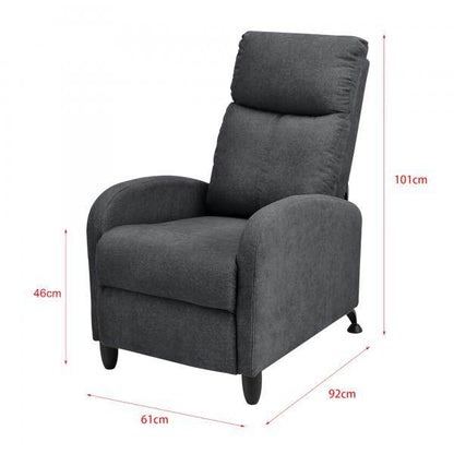 Fauteuil rembourré Bregenz 102x60x92 cm avec dossier réglable en textile gris foncé