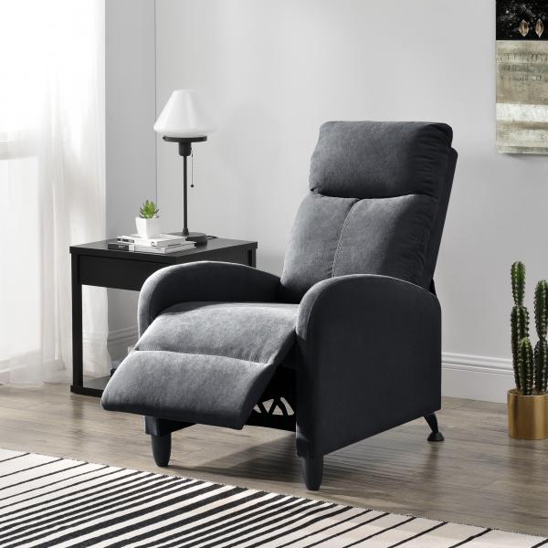 Fauteuil rembourré Bregenz 102x60x92 cm avec dossier réglable en textile gris foncé