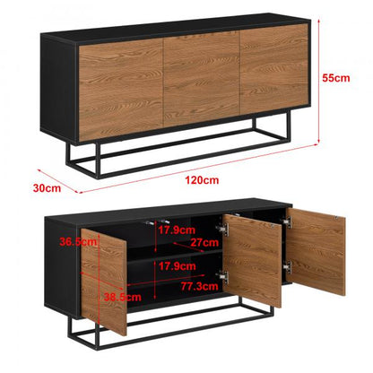 Sideboard Boxholm 120x30x55cm Schwarz/Dunkler Holzton