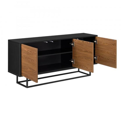 Sideboard Boxholm 120x30x55cm Schwarz/Dunkler Holzton