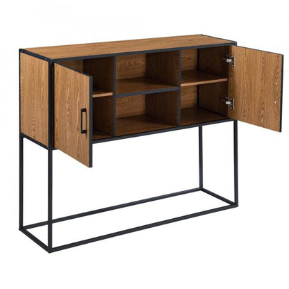 Sideboard Motala 90 x 108,5 x 30 cm Dunkler Holzton/Schwarz