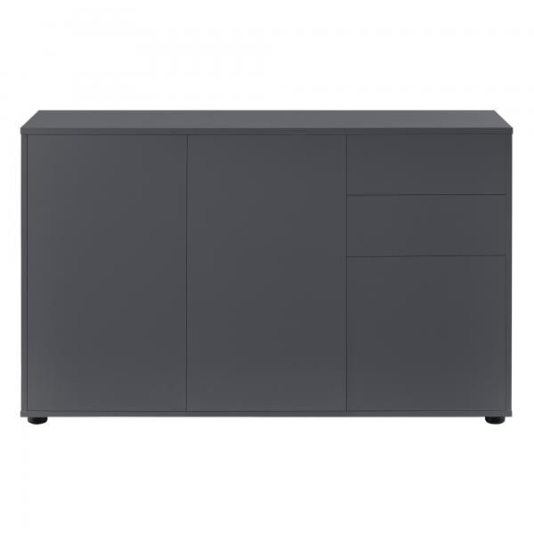 Sideboard Paarl 74x117x36 cm mit 2 Schubladen und 3 Türen Dunkelgrau Matt