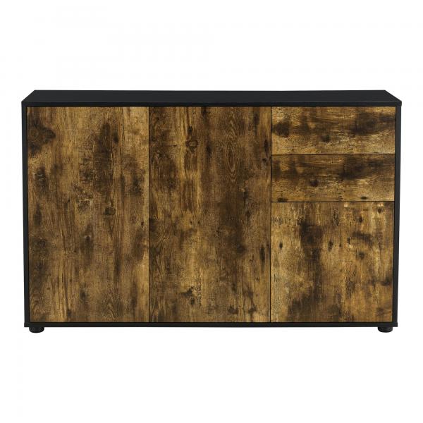 Sideboard Paarl 74x117x36 cm mt 2 Schubladen und 3 Schranktüren Schwarz/Eiche dunkel