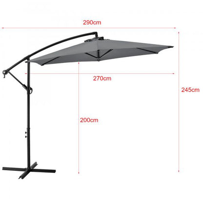 Budva Parasol 270 cm Polyester Acier Gris