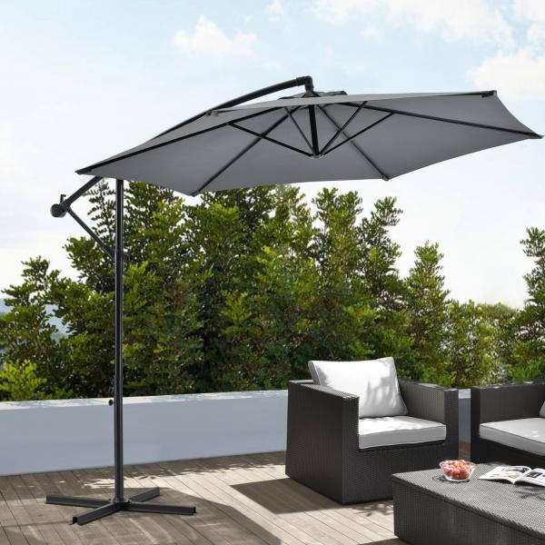 Budva Parasol 270 cm Polyester Acier Gris