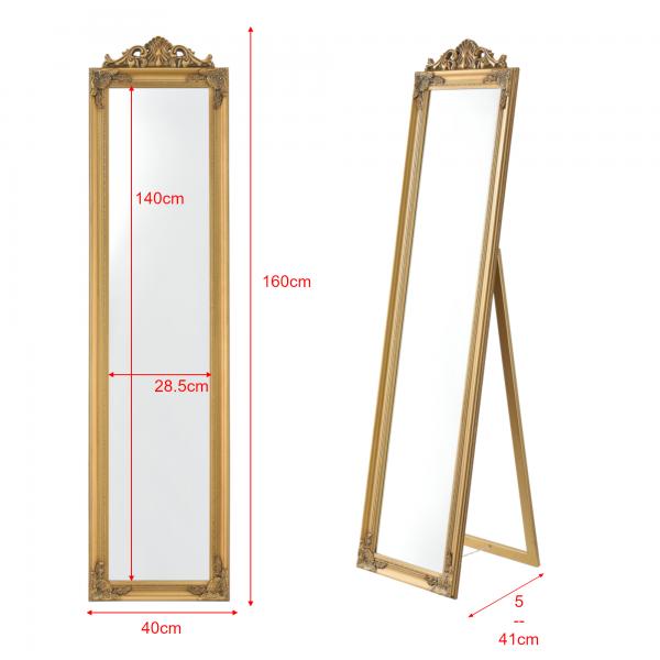 Standspiegel Arezzo 160x40 cm Rechteckig Kippbar Barock Gold