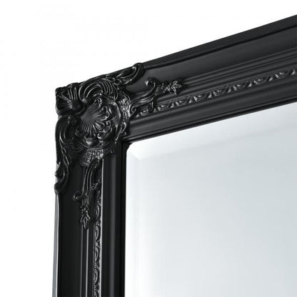 Miroir mural Livorno 132x42 cm miroir pleine longueur en bois d'eucalyptus cadre noir antique