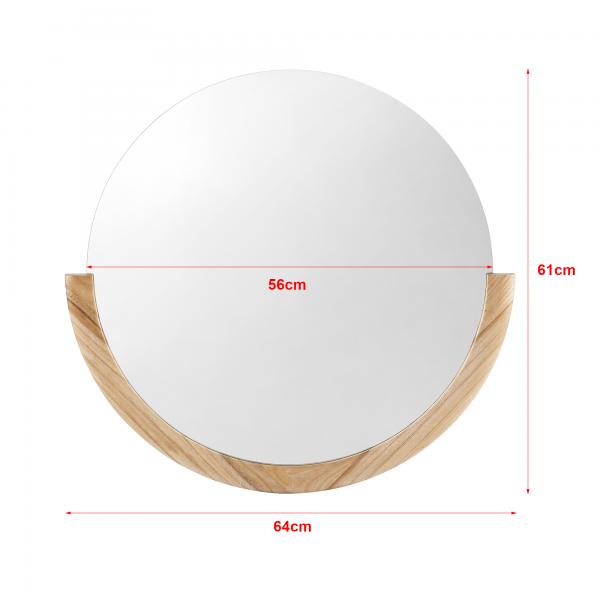 Miroir mural Atri rond naturel avec cadre 61x64cm