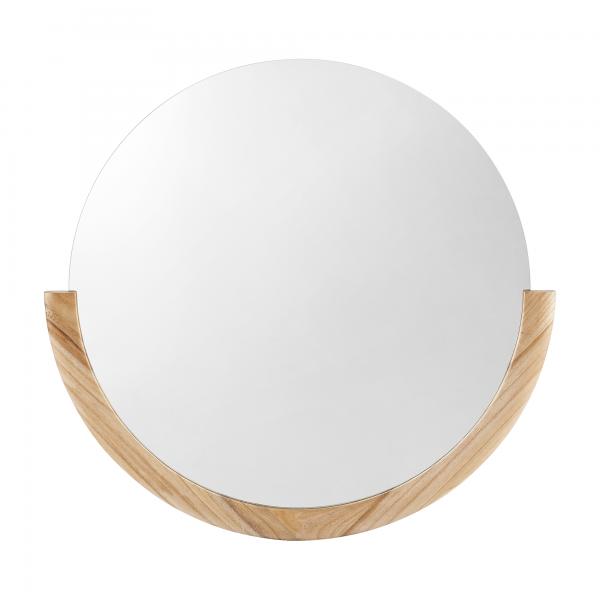 Miroir mural Atri rond naturel avec cadre 61x64cm