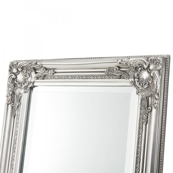 Miroir mural Livorno 132x42 cm miroir pleine longueur en bois d'eucalyptus argent antique