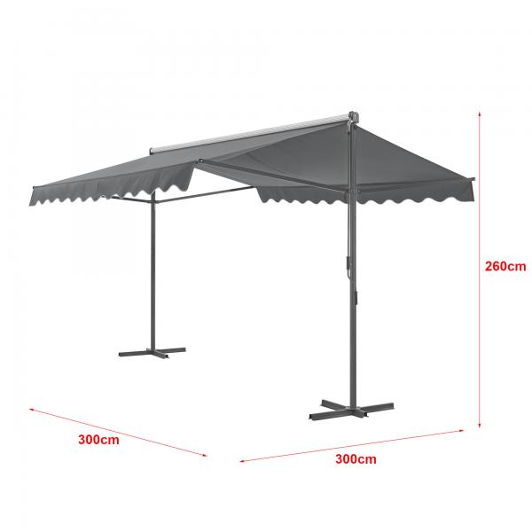 Auvent autoportant Selenizza 300x300x260cm gris foncé