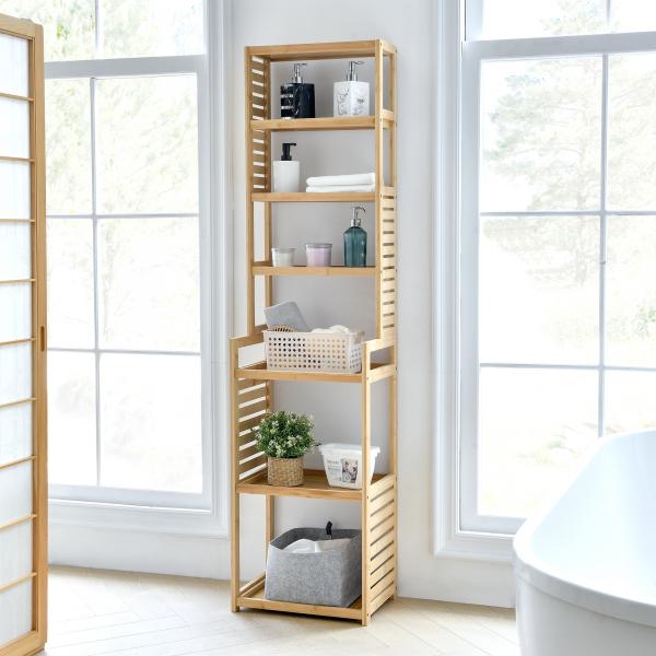 Etagère sur pied Forssa 165 x 42 x 28 cm bambou naturel