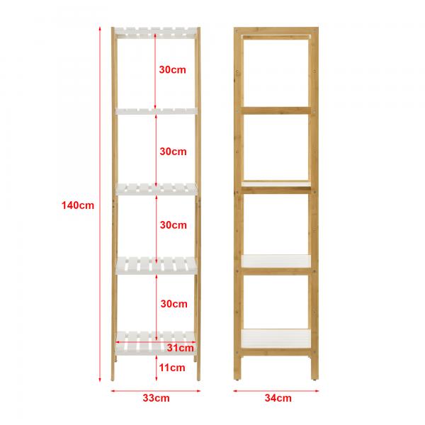 Badregal Balsfjord mit 5 Ablagen 33x34x140cm Bambus
