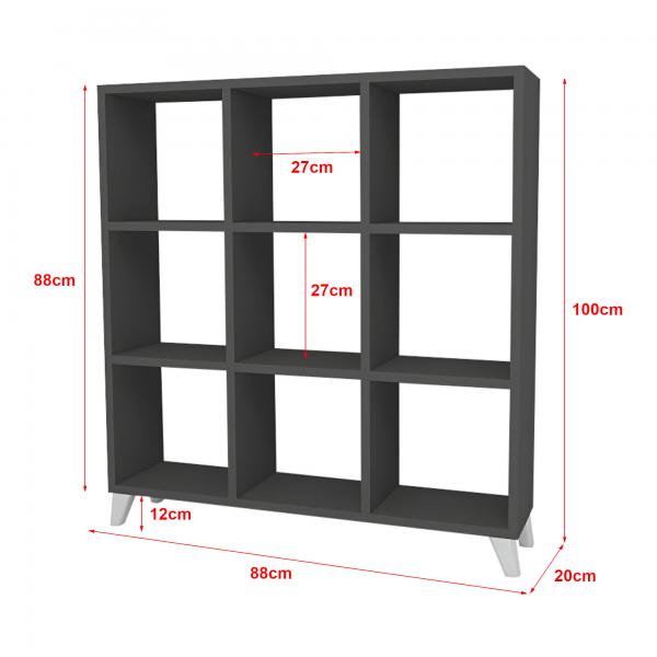 Bücherregal Svedala 88x88x20 cm Anthrazit