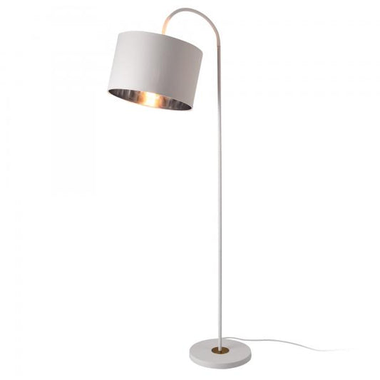 Lampadaire Toledo 173 cm E27 métal tissu blanc