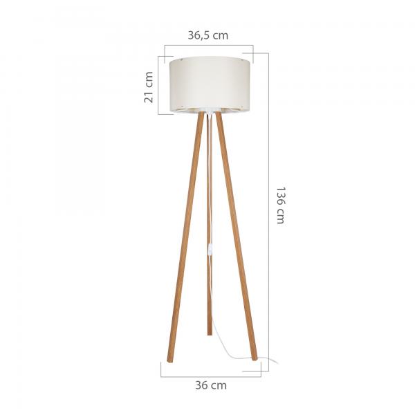 Lampadaire Keynes E27 aspect bambou / crème