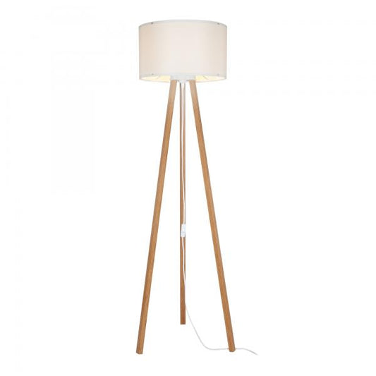 Lampadaire Keynes E27 aspect bambou / crème