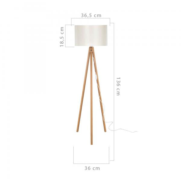 Lampadaire Rochester E27 aspect bambou / crème