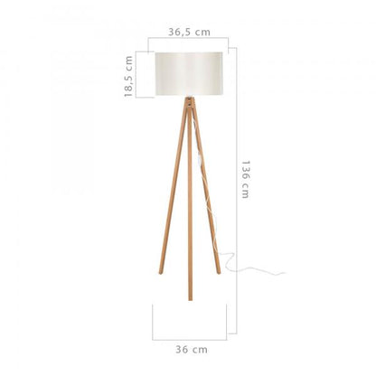 Lampadaire Rochester E27 aspect bambou / crème