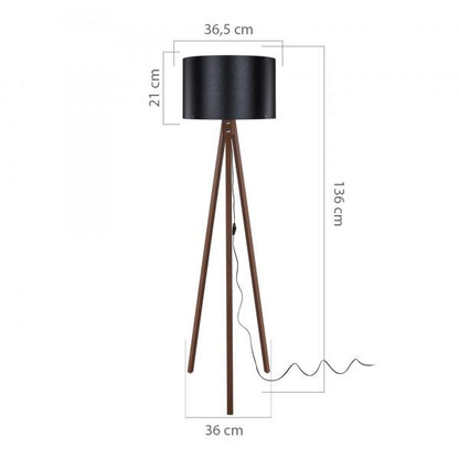 Lampadaire Guildford E27 aspect noyer / noir