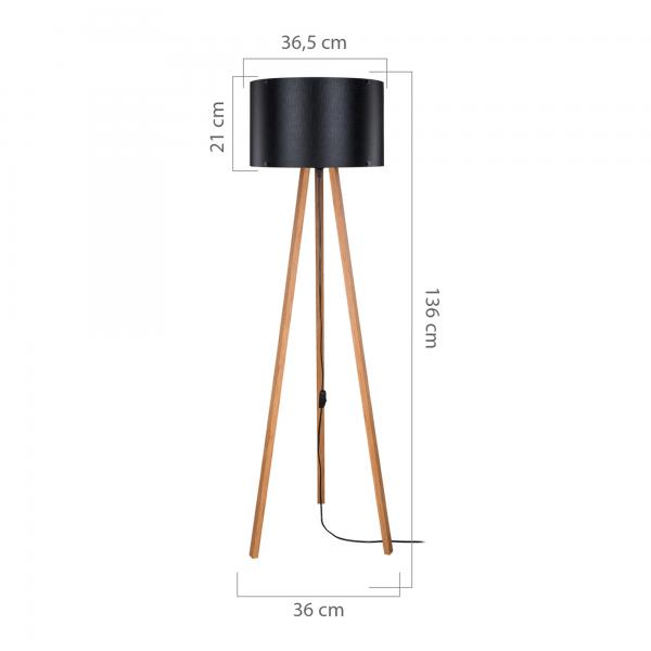 Lampadaire Keynes E27 aspect bambou / noir