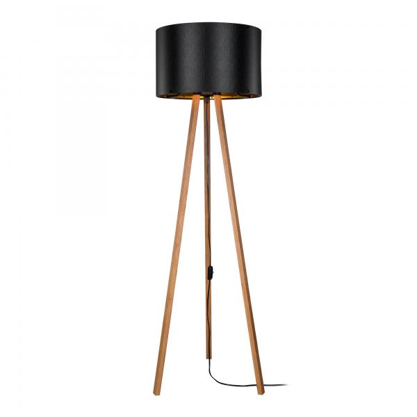 Lampadaire Keynes E27 aspect bambou / noir