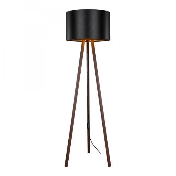 Lampadaire Keynes E27 aspect noyer / noir