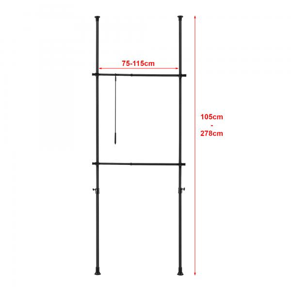 Teleskopgarderobe Kemi mit 2 Garderobenstangen 75 - 115 cm